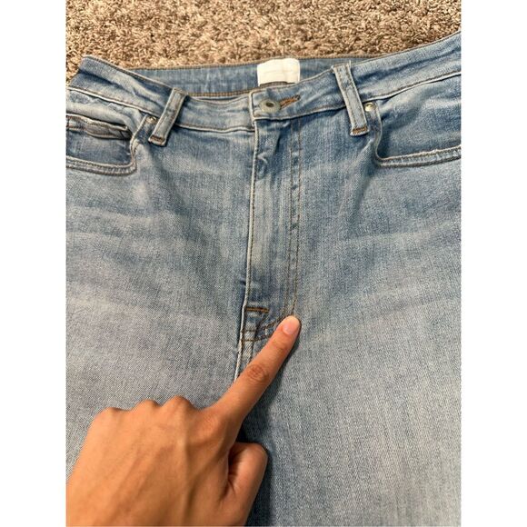 Jonathan Simkhai River High Rise Straight Leg Jeans Light Wash Frayed Hems 27 - Picture 10 of 14